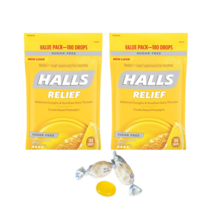 HALLS 호올스 무설탕 허니 레몬맛 멘솔 기침 캔디 180개입 2팩