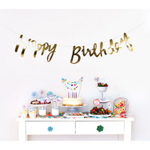 캘리그라피 생일 가랜드 남자 여자 아기 아이 생일 파티 강아지 용품 촬영 소품 돌 두돌 세돌 생일상, 1. 골드