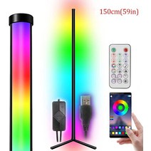 장스탠드 RGB LED 스마트 앱 플로어 램프 밝기 조절 가능 거실 분위기 코너 조명 원격 제어 파티 스탠, 06 150cm-USB_01 1PCS