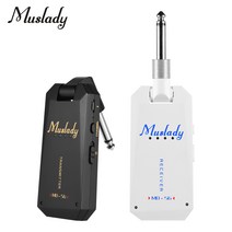 Weiketerui Muslady MD-5G 고주파 전기 5.8 무선 오디오 송신 시스템 ISM 트랜시버 기타베이스 기기 내장형 리튬 배터리, 검정, 흰색