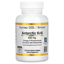 캘리포니아골드뉴트리션 크릴오일 아스타잔틴 함유 오메가-3 인지질 500mg 120 소프트젤, 1개, 기본