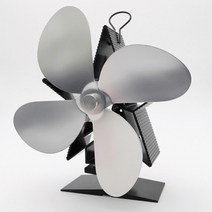열로 작동하고 효율적으로 열을 분배하는 저소음 4 엽 가정용 벽난로 팬 장작 난로용, [03] Silver