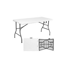 우림 브로몰딩 접이식 테이블 1500 캠핑 행사 학교 프리마켓 실내 야외, 아이보리 Fold in half 1500