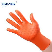 니트릴 장갑 비닐 50pcs GMG 주황색 방수 집 산업 부엌 정원 사용 처분 할 수있는 일 합성, 01 Orange_01 S, 01 Orange_01 S