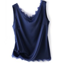 여성 새틴 나시티 브이넥 레이스 심플 봄 여름 외출 여자 나시 상의 Satin sleeveless shirt XK0100