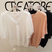 끄레아또레 끄레아또레 주름소매 여성스런 레이스가 멋스런 블라우스 DO217KN212