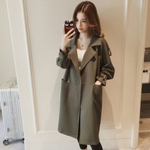트렌치코트 여중 롱 봄가을 작은 키의 늘어짐 기질 오버핏 얇은 코트 여코트 nvfengyi