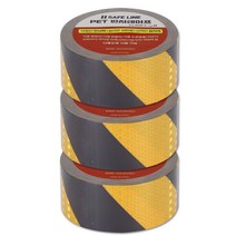 PET 반사테이프 반사 스티커 50mm X 10M 3개입, 황/흑 사선