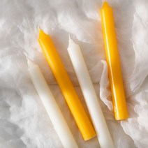 허니 밀랍 테이퍼 캔들 꿀초 비즈왁스 긴초, 화이트, 유리 촛대 추가