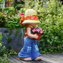 야외 안뜰 빌라 정원 발코니 꾸미기 데코 꽃 소녀 캐릭터 인형 인테리어 장식품