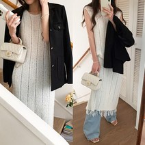 [리즈무드] 코와 펀칭 테슬 니트 원피스