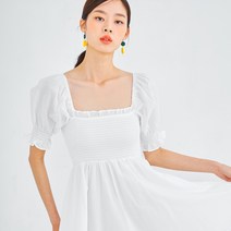 화이트 스모크 오프숄더 스퀘어넥 원피스