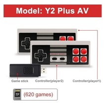 옛날오락기 레트로게임기 게임박스 휴대용 usb tv 콘솔 스틱 8 비트 무선 컨트롤러 빌드 620+ 클래식 비디오 핸들 플레이어 지원 avhdmi, y2 플러스 오프