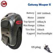 1인용차 외발 보드 카트 전동 휠 begode msuper x electric unicycle 84v 1600wh one wheel monowheel balance gotway, 우리 플러그