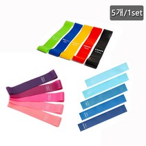 요가 루프밴드 근력운동 스트레칭 힙업 라텍스 고무 밴드 헬스 튜빙밴드 5종세트, 핑크보라