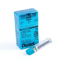 펜텔 Pentel 수퍼 하이폴리머 리필 샤프심 0.7mm 미디엄 2B 샤프심 144개입 (50-2B) 그레이 277915, 3H lead, 144 Count (Pack of 1)