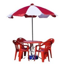 낚시 4인용 파라솔세트B(중-흰빨-받침별매) 야외 캠핑, 자연소리 사각_빨강_파랑