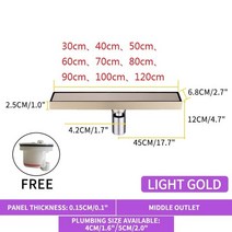 롱브릭타일 접착식파벽돌 파벽돌 높은 품질의 타일 삽입 바닥 드레인 숨어 긴 선형 배수 채널 욕실 부엌 창, 09 Zirconium Gold-M_07 90CM