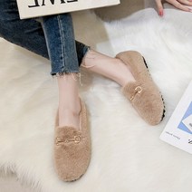 여자명품로퍼 수제화 세무 로퍼 2022 스타일의 따뜻한 플러스 벨벳 토끼 모피 신발 면화 경기 두꺼운 바닥 비니 신발 여성용 겨울 겉옷