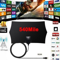공청안테나 디지털tv안테나 tv안테나 540 마일 범위 안테나 TV 디지털 HD 스카이와이어 HDTV 1080p 실내 T, 한개옵션0