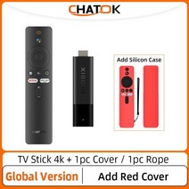 글로벌 버전 샤오미 미 TV 넷플릭스 구글 블루투스 스마트 안드로이드 2GB 8GB ROM, 없음, 4.미국 플러그 - Add Red Cover, 없음