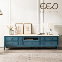 [이드가구] 프렌치 빈티지 엔틱가구 블루 엔틱 TV장 겸용 거실장 R1228, 단품