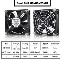 CPU쿨러 ec 축 팬 60mm 80mm 90mm 120mm 볼 브러시리스 팬 ac 팬, 8025 듀얼 볼