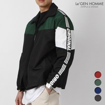 르젠옴므 오버핏 영문패치 절개배색 윈드 브레이커 LNJK1089ME