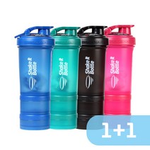 락앤락 쉐이크잇 스포츠 보틀 600ml 1+1 총2개 보충제 컨테이너 쉐이크 헬스물병, 블루+블루