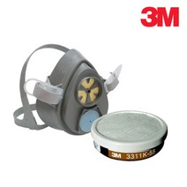 3M 3200-55 방독마스크 및 정화통 세트 유기용제/페인트(방진겸용), 1세트