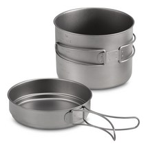 TOMSHOO 1100ml / 1600ml 티타늄 포트 팬 세트 슈퍼 경량 캠핑 조리기구 접이식 핸들이있는 휴대용 요리 도구, 1600ml pot, 1개