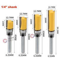 트리머 비트 세트 4개 14 quot생크 트림 라우터 패턴 상단 하단 베어링 12quot 블레이드 템플릿 가장자리 나무 커터 목수, [01] 4pcs, 4pcs