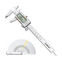 CAMWAY 디지털 캘리퍼 15.2cm6인치 + 필러 게이지 스테인리스 스틸 전자 버니어 150mm 분수/인치/미터법 측정 도구 길이 너비 깊이 내부 지름