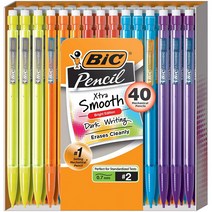 BIC Xtra 스무스 샤프 지우개 포함 미디엄 포인트(0.7mm) 40카운트 팩 학