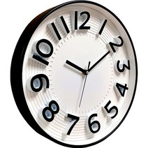 아트트랙 무소음 엠보싱 입체 벽시계 KW715, 블랙