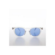 Sunglass Museum 블루 렌즈가 장착된 클리어 프레임 클래식 혼 림 선글라스 - BENSON 벤슨