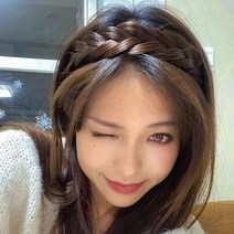 벼 머리 띠 땋은 가발 헤어 밴드 가채 댕기 꽈배기 운 블랙 피스 브릿지 인싸 발레아쥬, 1-블랙