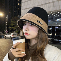 니트버킷햇 무드 투톤 니트 벙거지 5color 배색 겨울 방한 모자