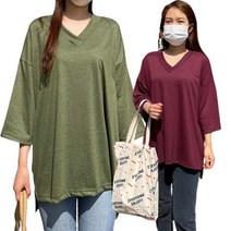 데이홀릭 여성용 2종 여름 언발 7부소매 레이온 티셔츠