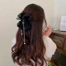 Honeymoon Studio 리본 진주 태슬 빈티지 심플 헤어핀