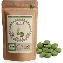 spintz® 유기농 스피루리나 + 클로렐라 유기농 알약 100 통제된 유기농 재배 비건 클로렐라 스피루리나 정제 500mg정 플라스틱 프리 포장 스피루리나 클로렐라 정제(400팩, 800
