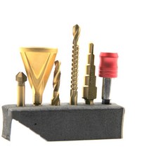6pcs HSS Drill Bits Set Titanium Coated Step Deburring External Chamfer Remove Burr Screw Tip Bit Pu, [01] GOLD