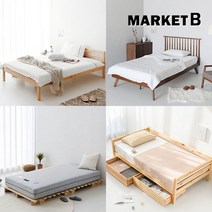 마켓비 원목침대 프레임 매트리스 슈퍼싱글 소나무 자작나무 갈비살 MK0010, SOLIDPINE-단색