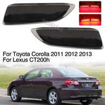 자동차 헤드라이트 전조등 Toyota Corolla 용 1 Pair LED 후면 범퍼 반사경 2011 2012 2013 Lexus CT200h 테일 스톱 신호 브레이크 안개 램프, [02] Black 1 pair