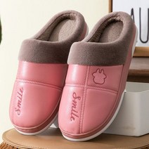 인조 가죽 방수 코튼 슬리퍼 남녀 공용 플러시 두꺼운 단독 보온 신발 대형 사이즈 가을 겨울 가정용