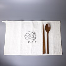 반애썸 무형광 키친크로스 소창행주(27X47cm) 2겹 3겹 카페행주 테이블매트 티매트, 정련 3겹 소창키친크로스(27X39cm)/레터링+고리, 5장