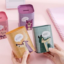 ZZJJC 스퀘어 메탈 아가리 저금통 브리티시 스타일 저금통 캐릭터 저금통 수거깡통T, 캐릭터 동물 시리즈