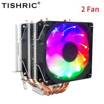 TISHRIC-CPU 쿨러 4/6 히트 파이프 4 핀 PWM RGB 냉각 팬 PC 라디에이터 인텔 LGA 1150 1151 1155 1200 1700 2011 X79 X99 AM3, 4 Heat Pipes 2 Fan_no | Ryzen