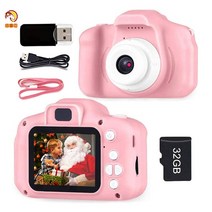 크리스마스 어린이 생일 선물 키즈 미니 디지털 카메라  32GB SD카드, 블루