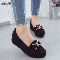 Z3JC 여성 속가보시 스몰 사이즈 속가보시 미들힐 미끄럼방지 웨지힐 단화